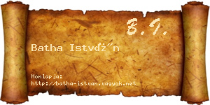 Batha István névjegykártya
